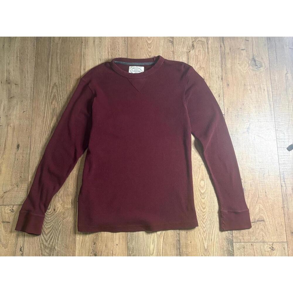 St. John's Bay Men's Classic Long Sleeve Top - Burgundy Waffle Stitch Medium